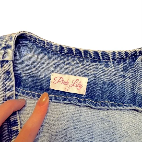 PINK LILY Women’s Size Large Denim Sleeveless Button-Up Vest - Picture 6 of 6